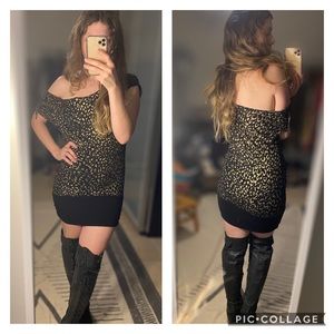 Soft Metallic Leopard Mini Dress